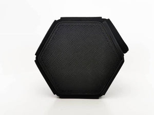 Boite à montre Hexagon - Cuir Saffiano noir avec intérieur noir