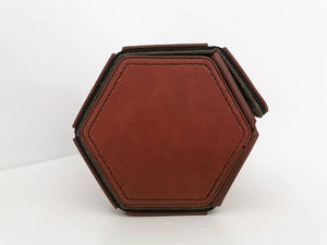 Hexagon watch roll -  Tanned brown Italian Leather with Olive Green interior