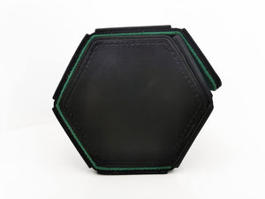Hexagon watch roll - Black Italian Leather with green interior