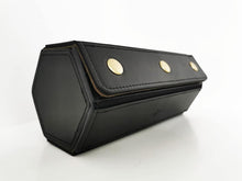 Load image into Gallery viewer, Hexagon watch roll - Black Italian Leather with Olive Green interior