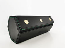 Load image into Gallery viewer, Hexagon watch roll - Black Italian Leather with green interior