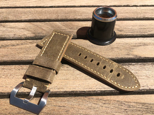 Bracelet pour Panerai en cuir Olive en 24/24mm