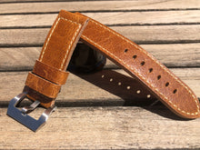 Charger l&#39;image dans la galerie, Panerai Old light brown leather strap in 24/24 mm