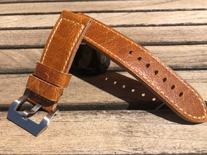 Panerai Old light brown leather strap in 24/24 mm