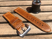 Load image into Gallery viewer, Panerai Old light brown leather strap in 24/24 mm