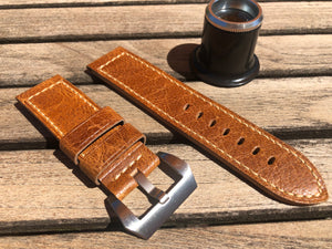 Panerai Old light brown leather strap in 24/24 mm