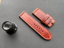 Load image into Gallery viewer, Panerai Ox Blood brown leather strap in 26/26 mm