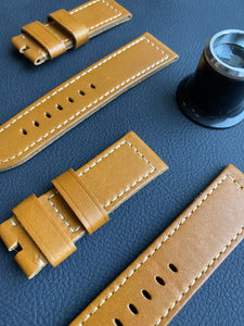 Panerai Orange leather with white stitching strap in 26/24 mm