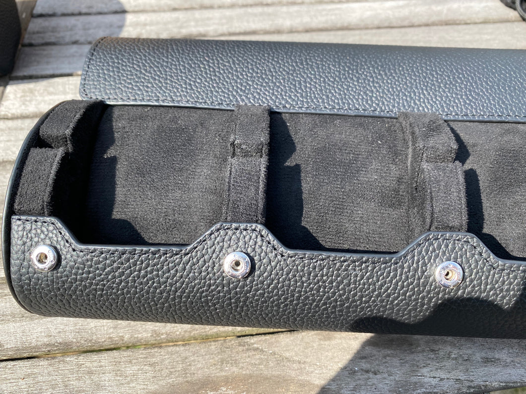 Watch Roll Slide System Storage - Black Togo leather black interior - 3 slots