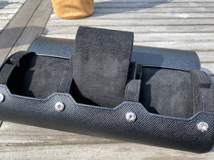 Watch Roll Slide System Storage - Black Ballouch leather black interior - 3 slots