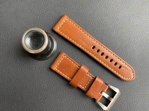 Bracelet pour Panerai en cuir marron 26/22 mm