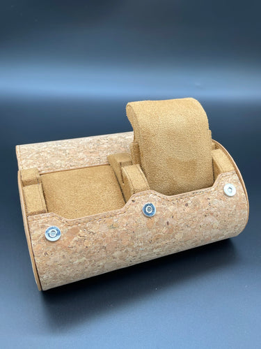 Watch Roll Slide System Storage - Cork wood beige interior - 2 slots