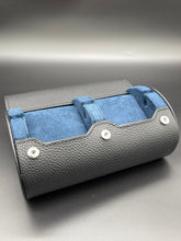 Load image into Gallery viewer, Watch Roll Slide System Storage - Black Togo leather blue interior - 2 slots
