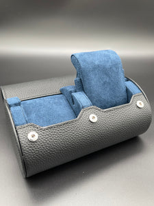 Watch Roll Slide System Storage - Black Togo leather blue interior - 2 slots