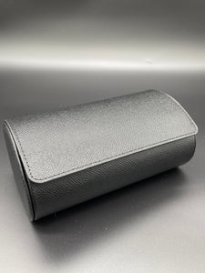 Watch Roll Slide System Storage - Black Ballouch leather black interior - 2 slots