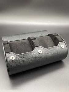 Watch Roll Slide System Storage - Black Ballouch leather black interior - 2 slots