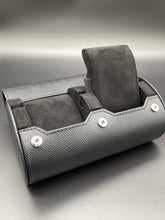 Load image into Gallery viewer, Watch Roll Slide System Storage - Black Ballouch leather black interior - 2 slots