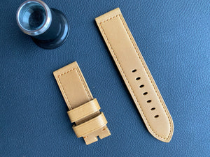Panerai Beige leather with Gold stitching strap in 24/24 mm