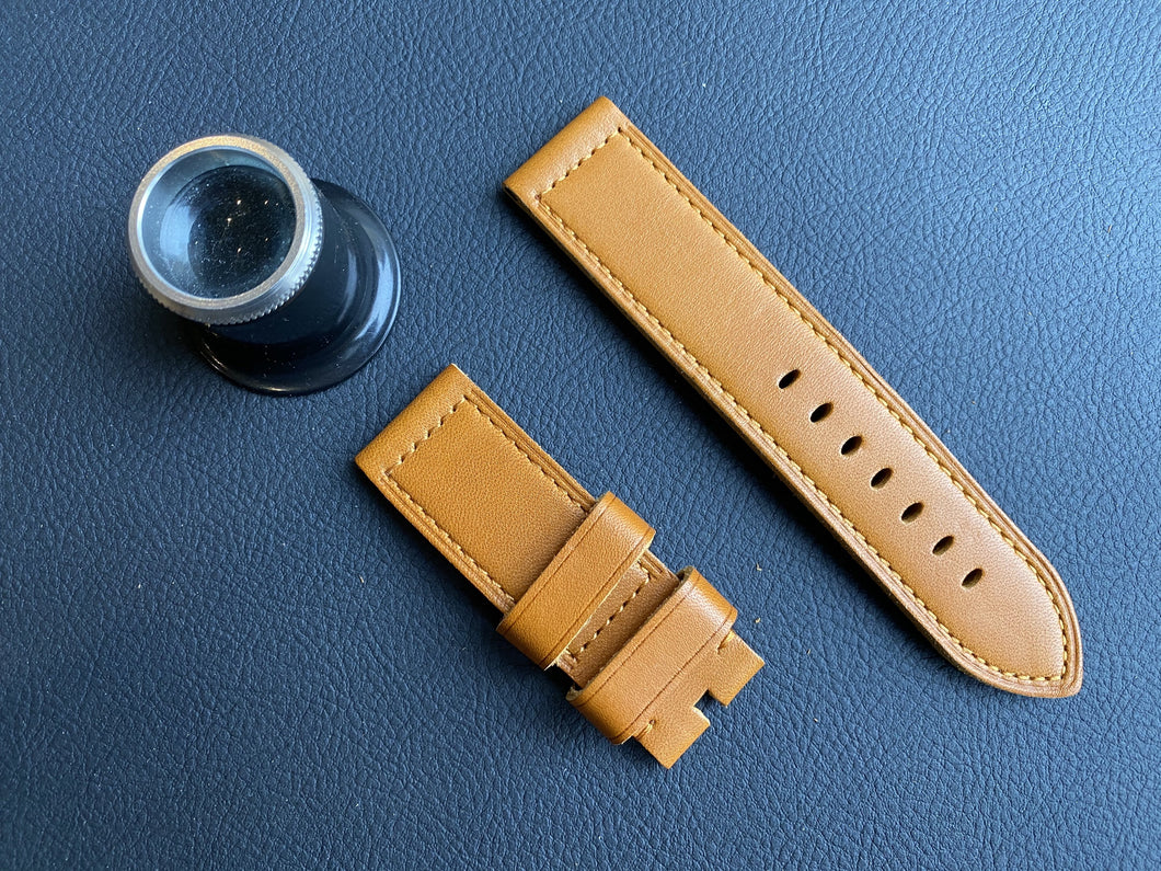 Panerai Orange leather with Gold stitching strap in 24/24 mm