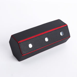 Hexagon watch roll v2 - Black Leather with red interior