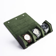 Load image into Gallery viewer, Hexagon watch roll v2 - Crazy horse leather with green interior
