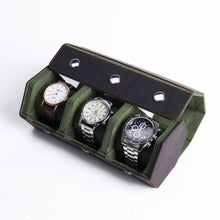 Load image into Gallery viewer, Hexagon watch roll v2 - Crazy horse leather with green interior