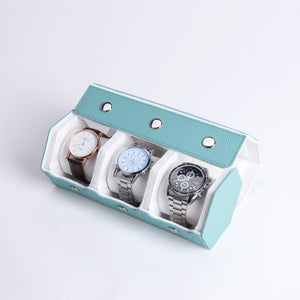 Hexagon watch roll v2 - Light blue with white interior