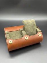 Load image into Gallery viewer, Watch Roll Slide System Storage - Tanned Brown leather Olive interior - 2 slots
